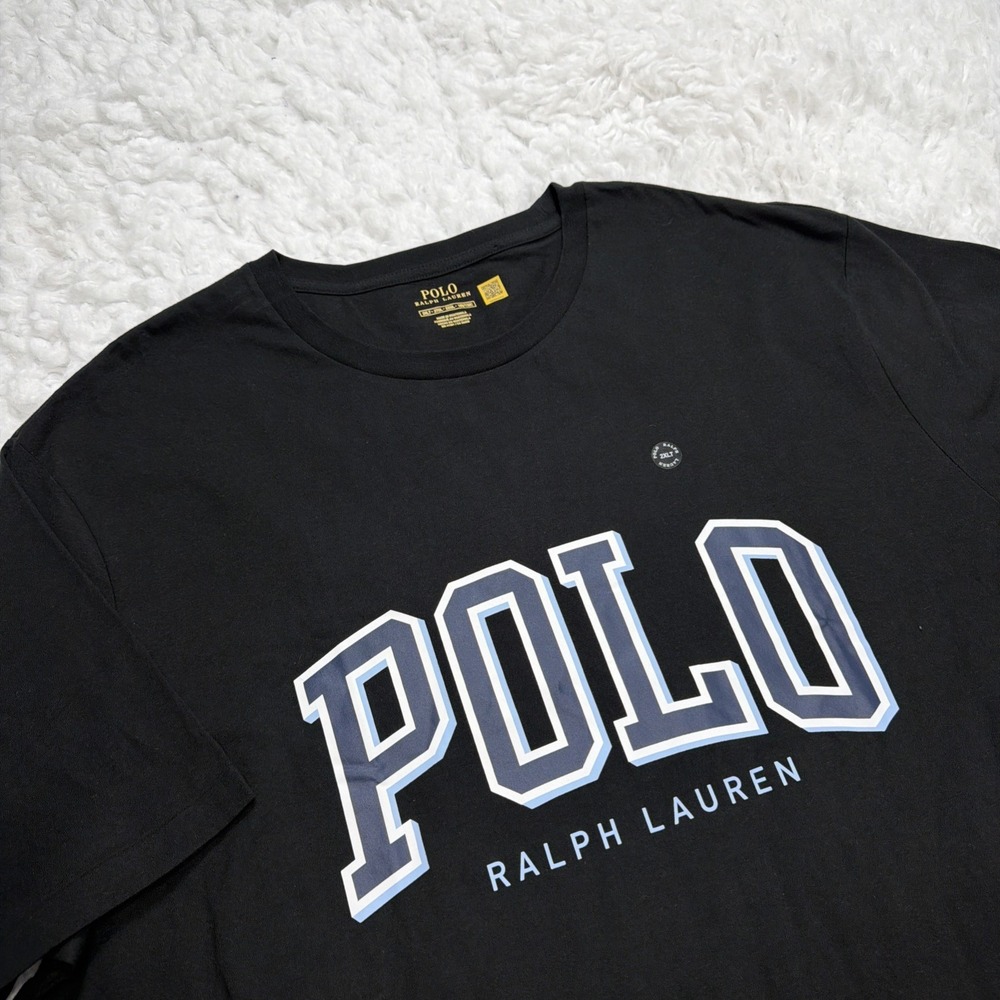 Polo Ralph Lauren Mens Size 2XLT T-Shirt Black Graphic Logo Short Sleeve Tee NEW